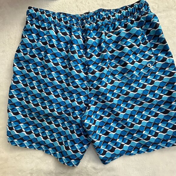 Speedo Mens Blue Wave Pattern Swim Trunks Shorts XL Mesh Lining Drawstring Waist - Picture 3 of 10